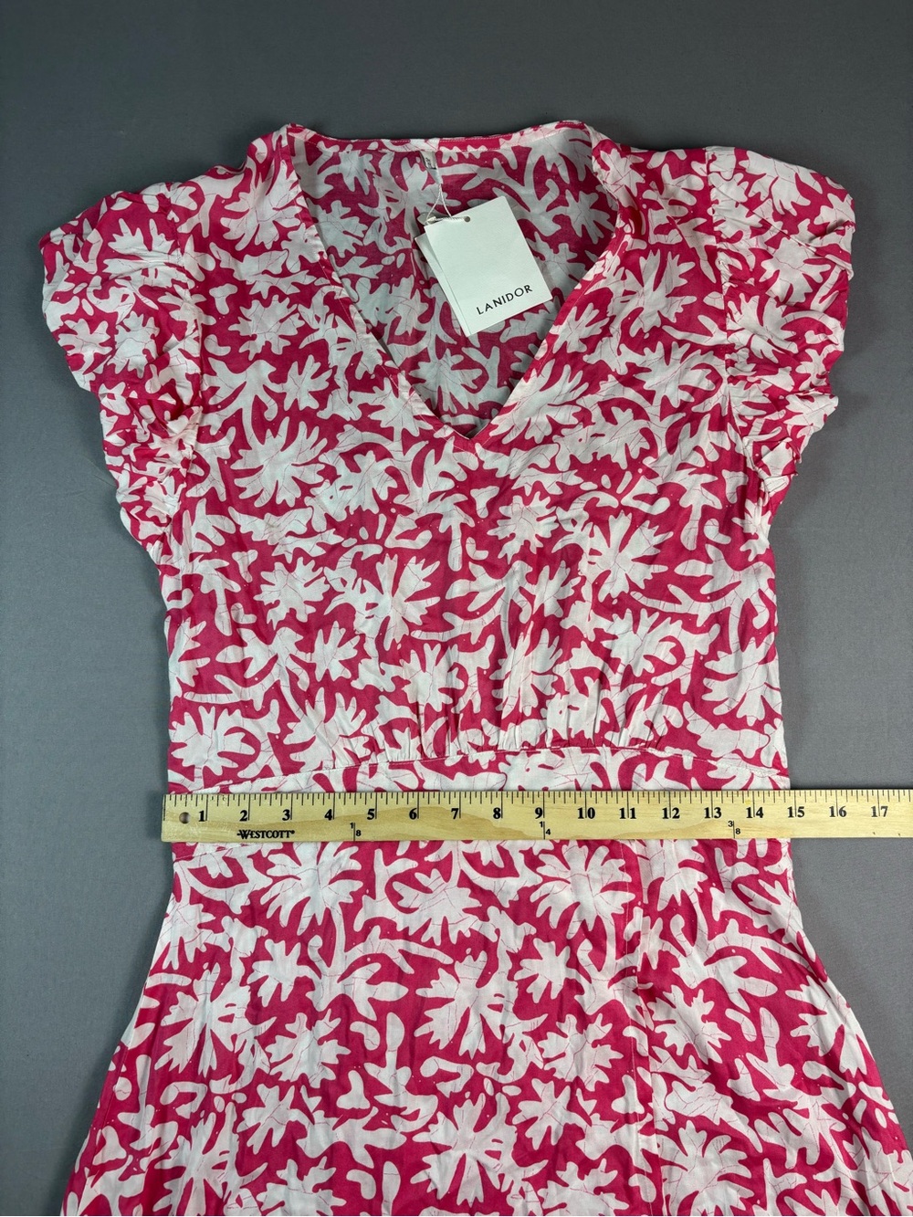 Lanidor Pink & White Floral Midi Dress Size Large New With Tags Resort Dress - Picture 5 of 10
